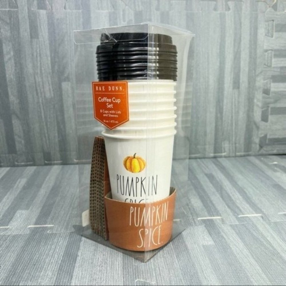 Rae Dunn x Pumpkin Spice Halloween Disposable Coffee Cups  (Set of 8) 16oz New